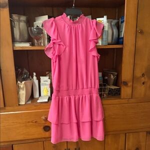 Elegant Pink Ruffled Women's Dress